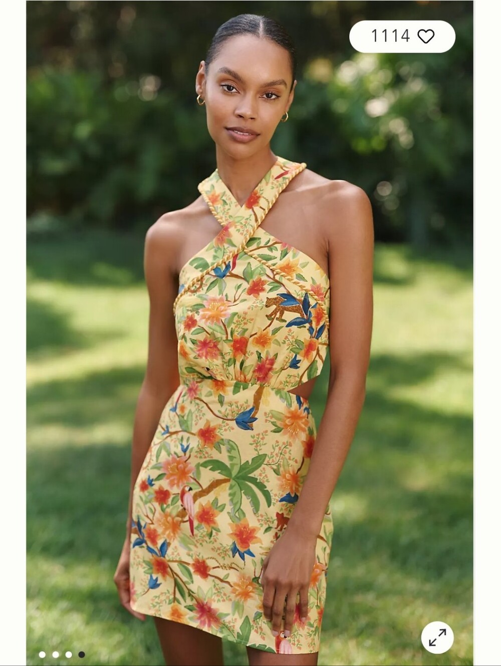 NWT FARM Rio X Anthtopologie Floral Halter Mini Dress